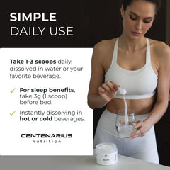 Centenarius Glycine Powder container side view indicating cognitive support potential