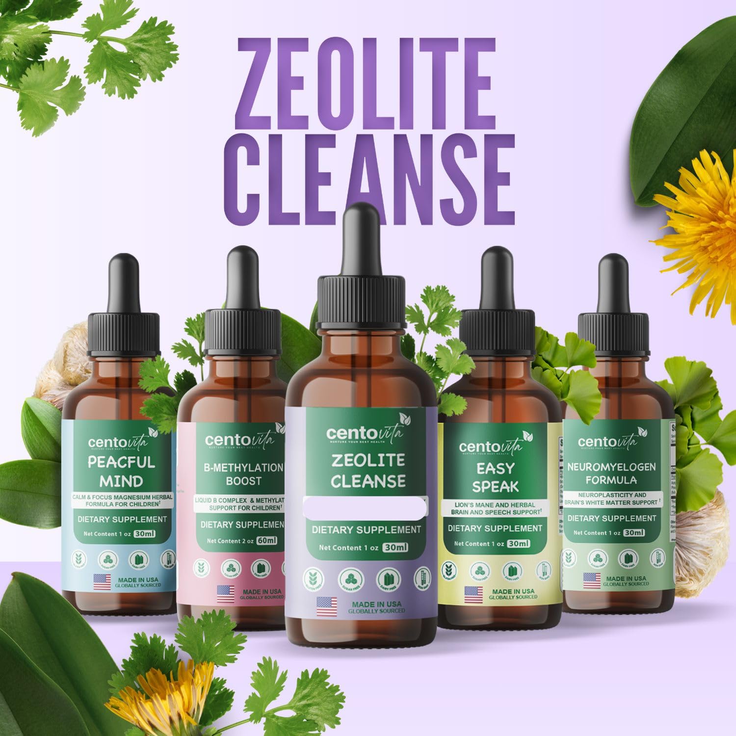 Carton and box of Centovita Zeolite Cleanse Drops for Kids ready to purchase