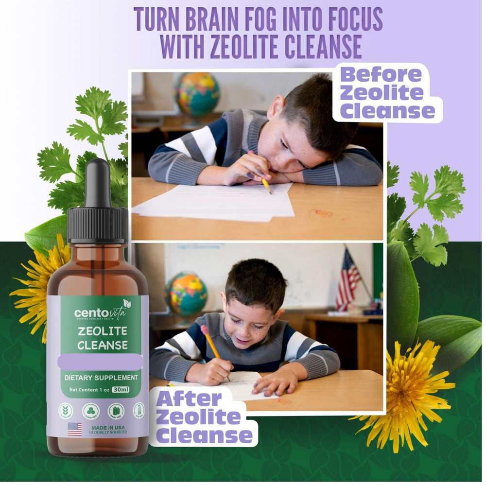 Family friendly packaging of Centovita Zeolite Cleanse Drops for Kids