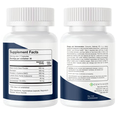 Centurion Defender BT+ spoon with capsules highlights ingredients for circulation support.