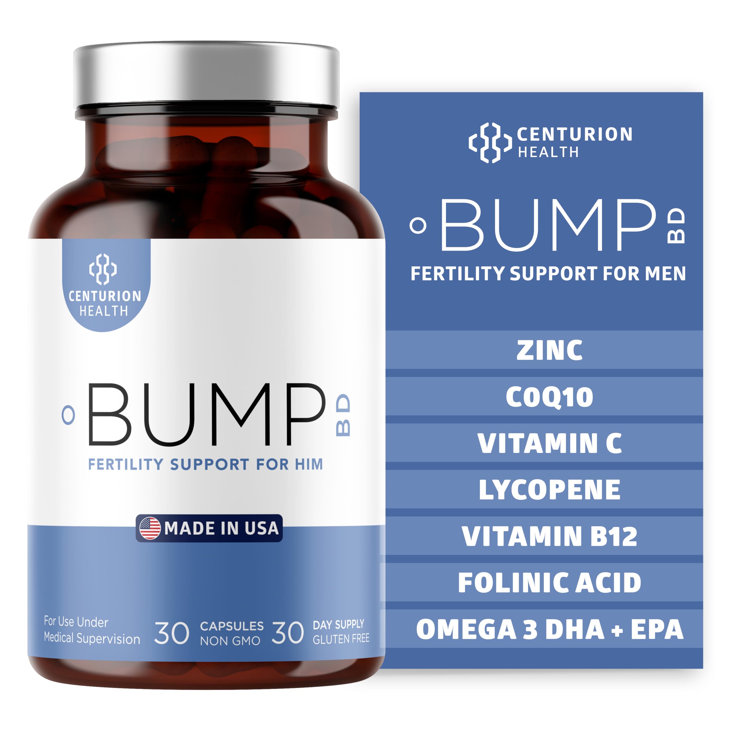 Centurion Health Bump BD bottle front showing label for daily vitality support