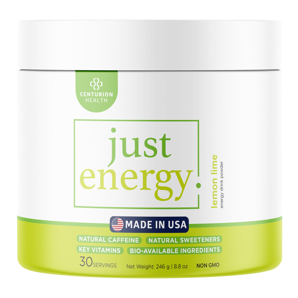 Centurion Health Just Energy Lemon Lime packaging ready for a clean energy boost.