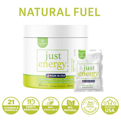 Active workout moment with Just Energy hydration support.