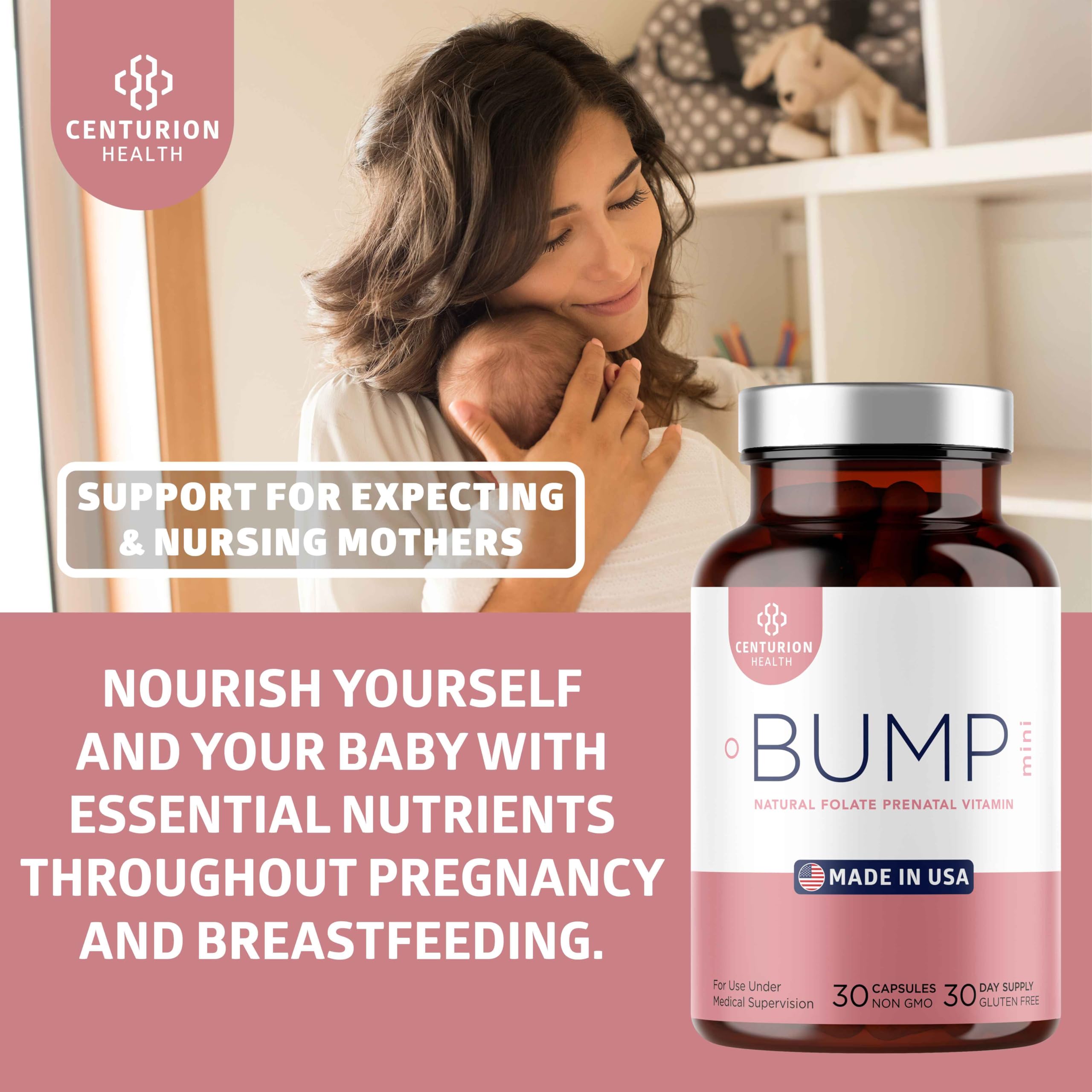 Centurion Health packaging for Bump Mini prenatal vitamins