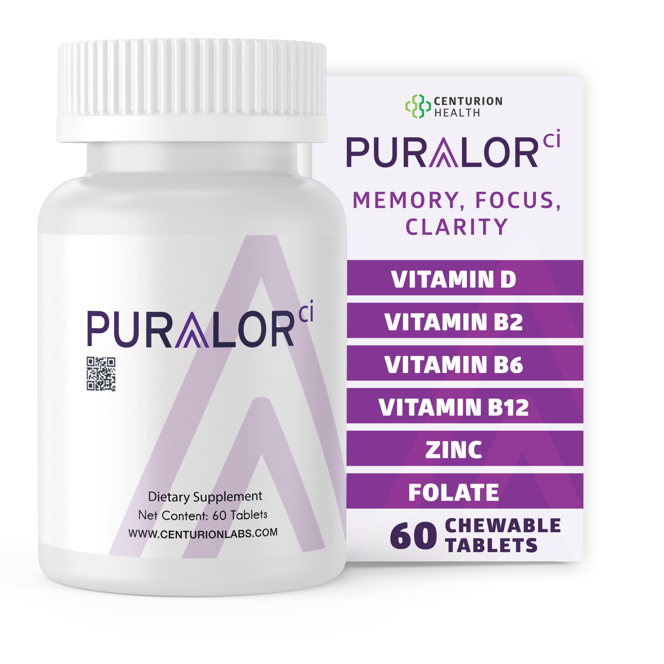 Centurion Health Puralor CI bottle for daily cognitive support.