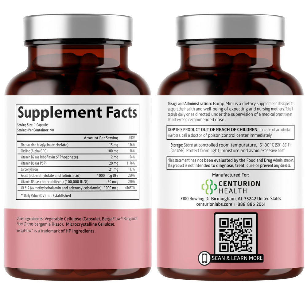 Centurion Labs Bump Mini capsule closeup reveals smooth, easy-to-swallow texture.