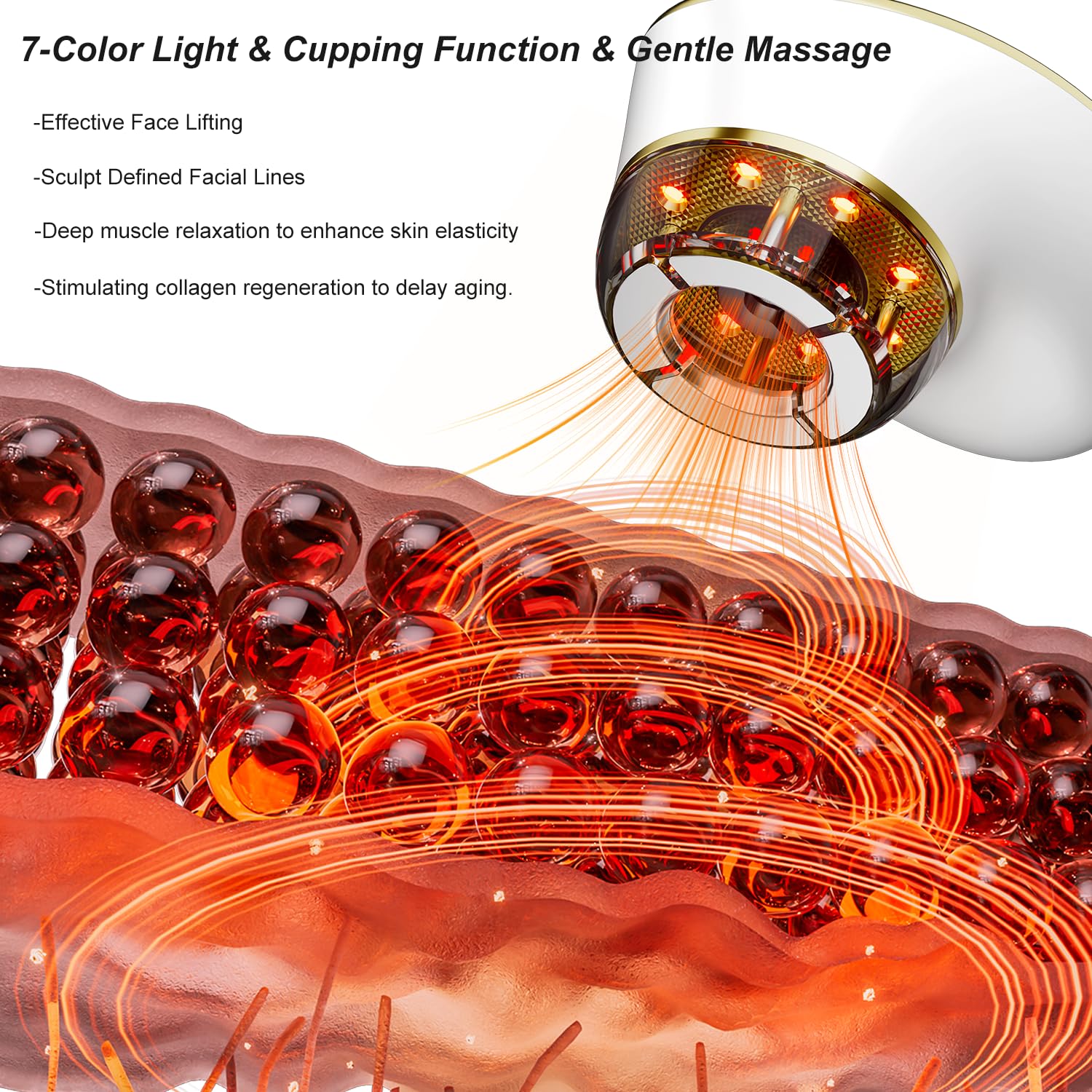 CENXIGO facial cupping suction tool improves facial contour and texture.