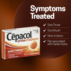 Cepacol lozenges closeup showing creamy texture for oral comfort.