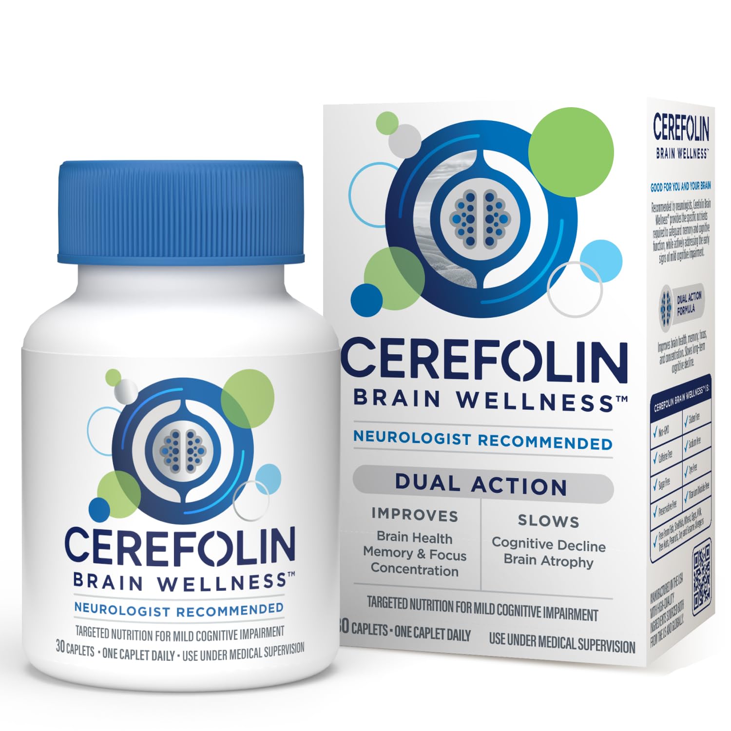 Cerefolin Brain Wellness bottle front view highlighting trusted cognitive support for daily use.