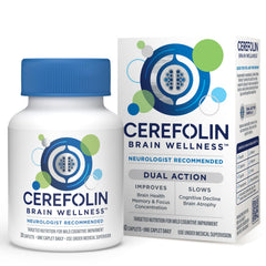 Cerefolin Brain Wellness bottle front view highlighting trusted cognitive support for daily use.
