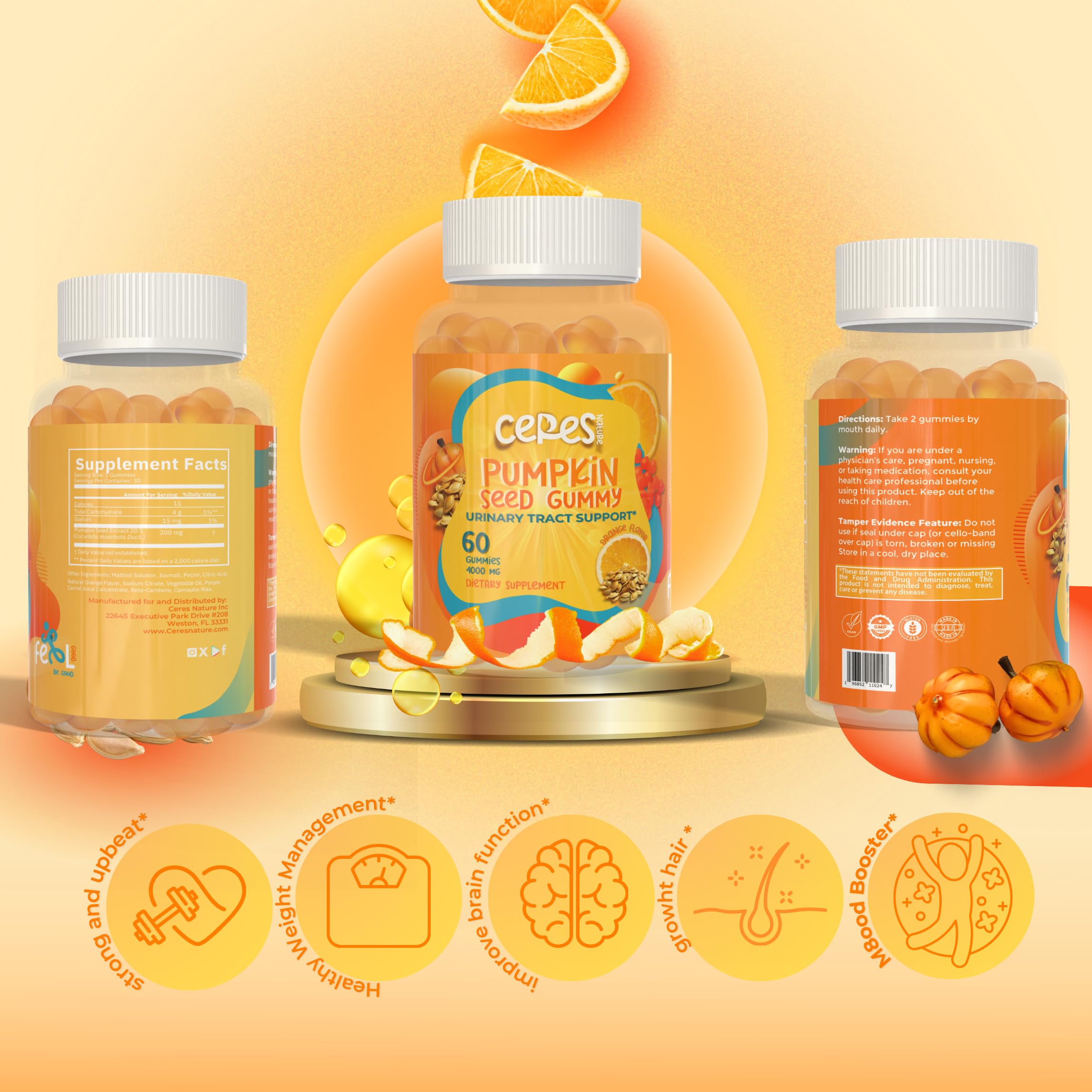 Ceres Nature vegan, non-GMO gummies made in USA with clear labeling.