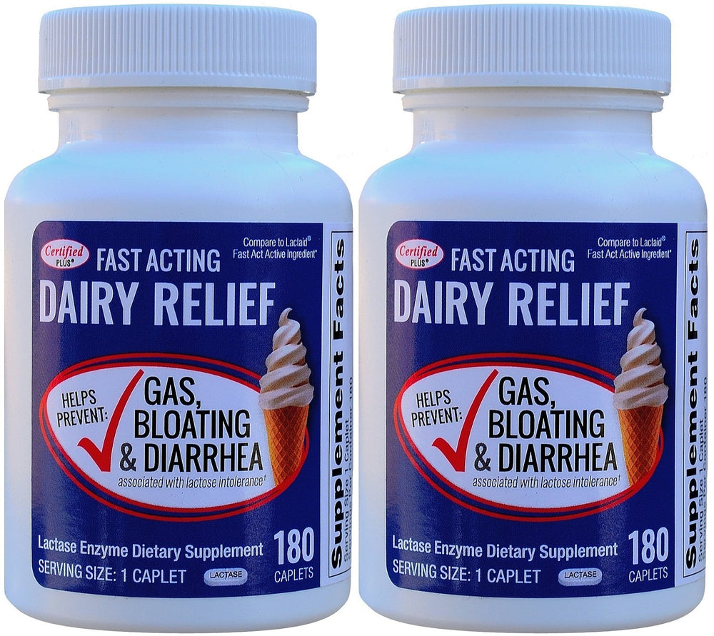 Certified Plus Fast Acting Lactase bottle front view for dairy digestion support
