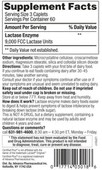 Certified Plus Lactase Enzyme 360-caplets label highlighting original-strength formula.