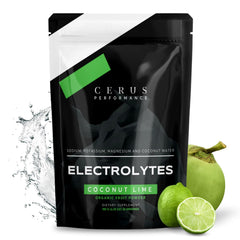 Cerus Performance Electrolyte Coconut Lime powder jar for on-the-go hydration.