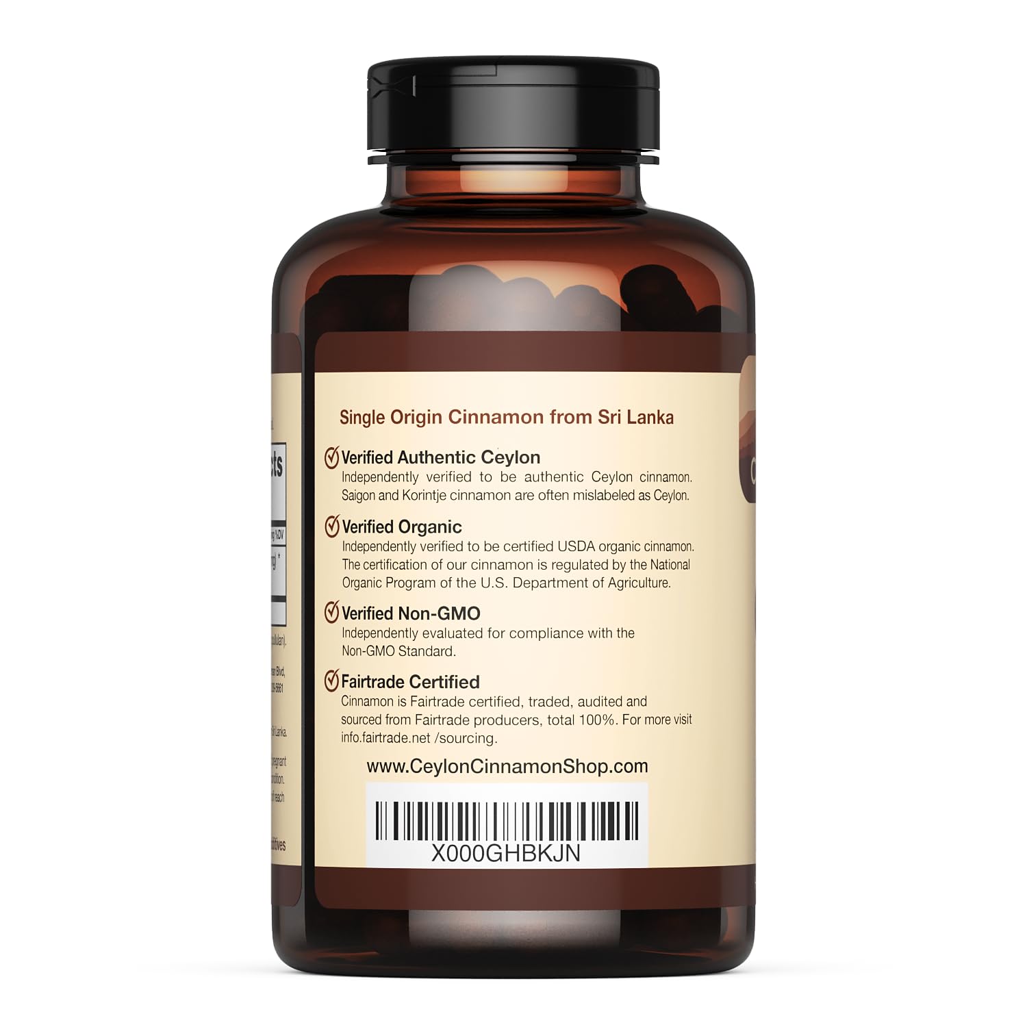 Ceylon Cinnamon Shop organic capsules closeup highlights pure source