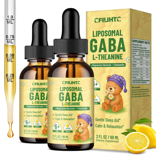CFILIHTC liposomal GABA L-Theanine drops bottle promotes calm for kids