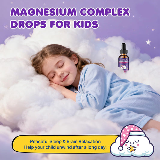 CFILIHTC Kids Magnesium Drops being poured into a glass for bedtime routine