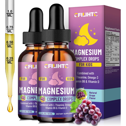 CFILIHTC Kids Magnesium Liquid bottle being poured for easy dosing.