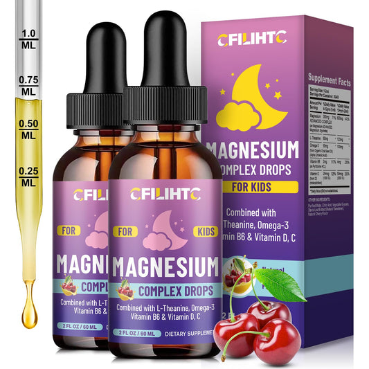 CFILIHTC Kids Magnesium Liquid Drops bottle promotes calm routines and relaxed evenings.