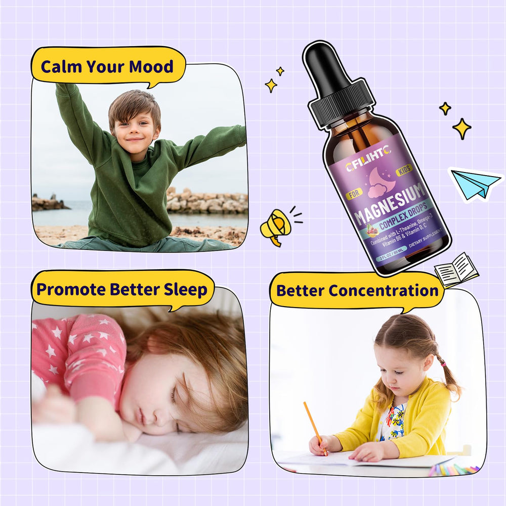 CFILIHTC Kids Magnesium Liquid Drops cherry-flavor appeals to kids during supplementation.