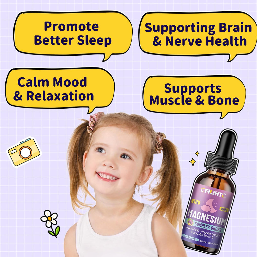 CFILIHTC Kids Magnesium Liquid droppers in use for easy consumption.