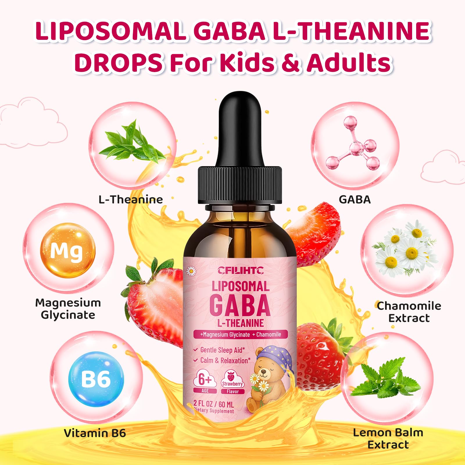 CFILIHTC drops used by kids with kid-friendly strawberry flavor for gentle relaxation