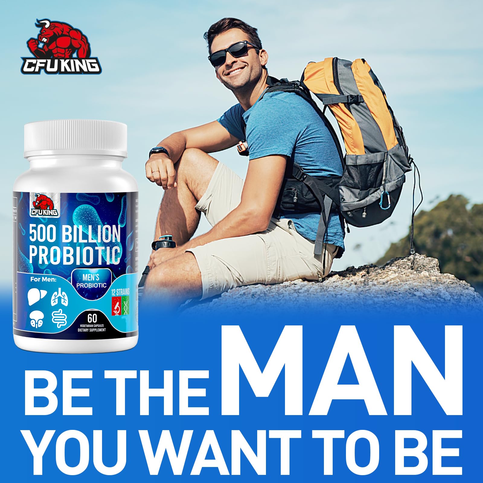 CFUKING Probiotics for Men 12-strain label focuses on multi-target support