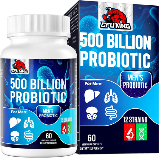 CFUKING Probiotics for Men bottle view showcasing 500B CFU for daily gut support