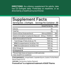 CGM Labs rTG Omega-3 peppermint oil label indicating flavor-enhanced intake
