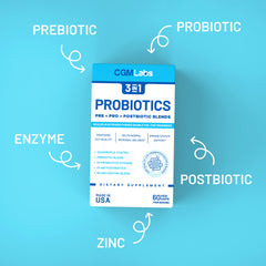 CGM Labs Probiotics 3 in 1 multi-strain blend supports digestive balance.
