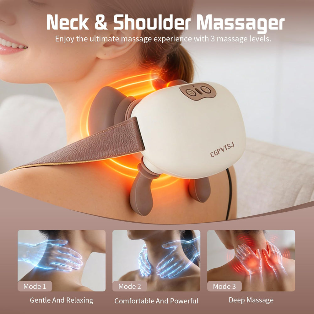 CGPVTSJ neck massager performing deep tissue shiatsu massage for tense shoulders