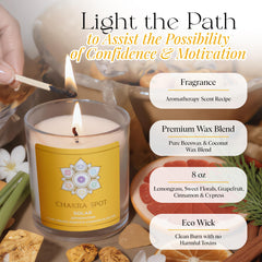 Chakra Spot Solar Chakra Candle lemongrass aroma for uplifting ambiance.