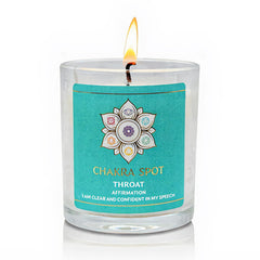Chakra Spot Vishuddha candle closeup showing a calming aroma ideal for mindful routines.