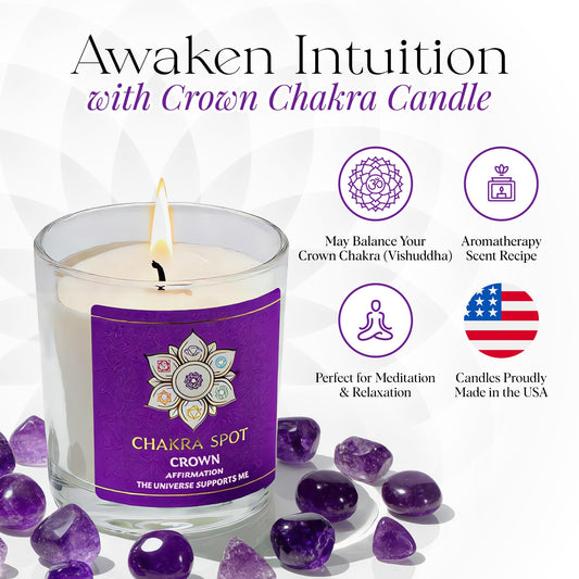 Chakra Spot Crown Chakra candle with frankincense for calming rituals.