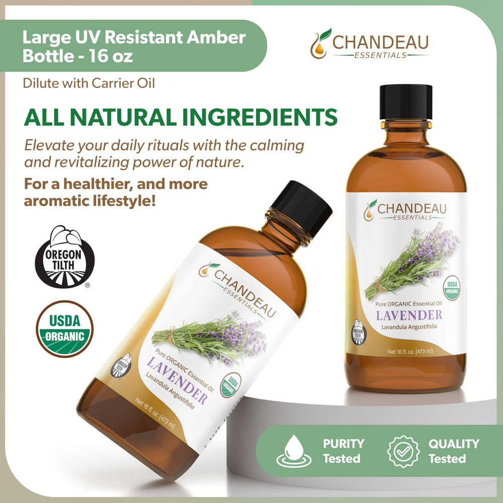 Chandeau Essentials lavender oil used to scent laundry and fabrics.