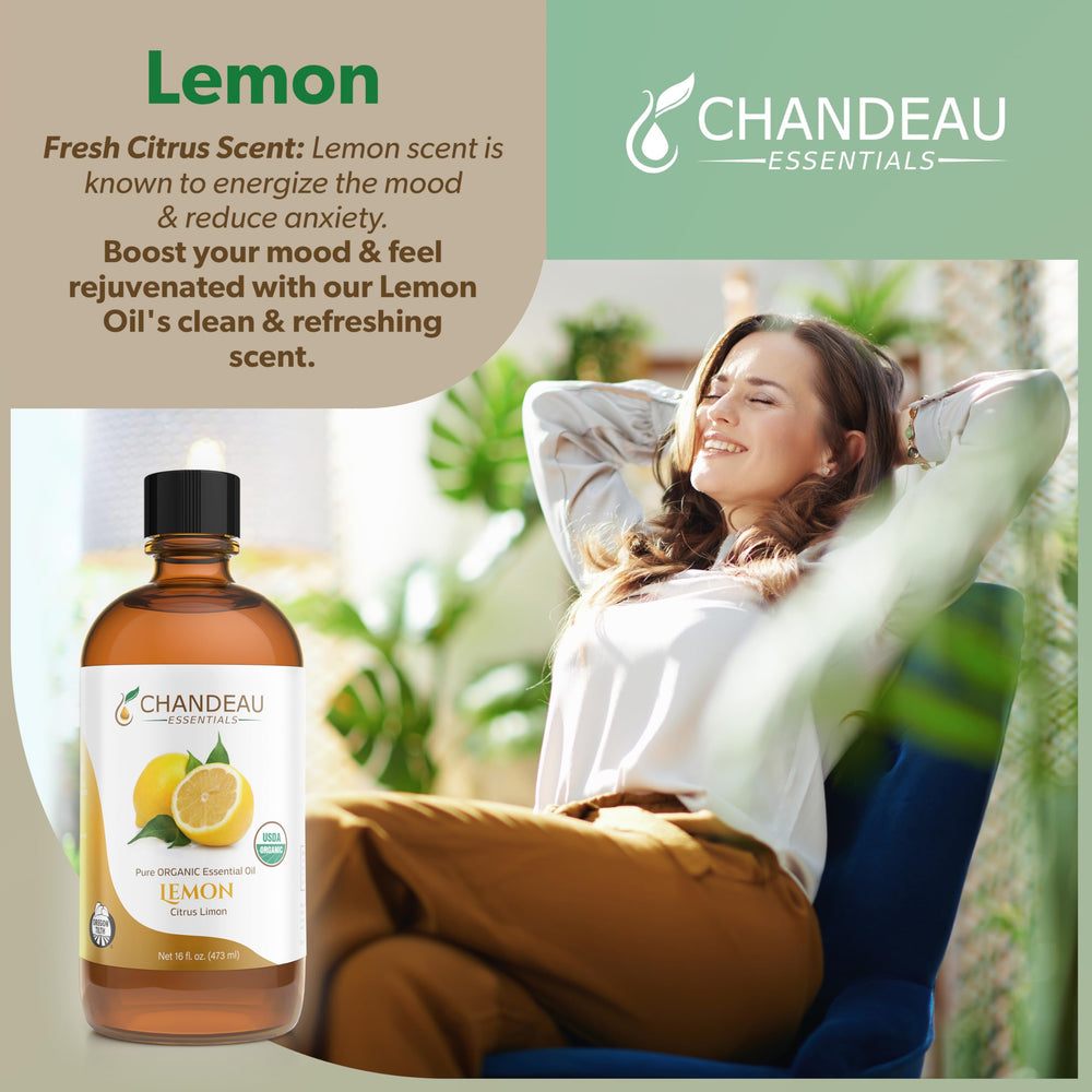 Chandeau Essentials lemon oil packaging 16 oz for long-term use