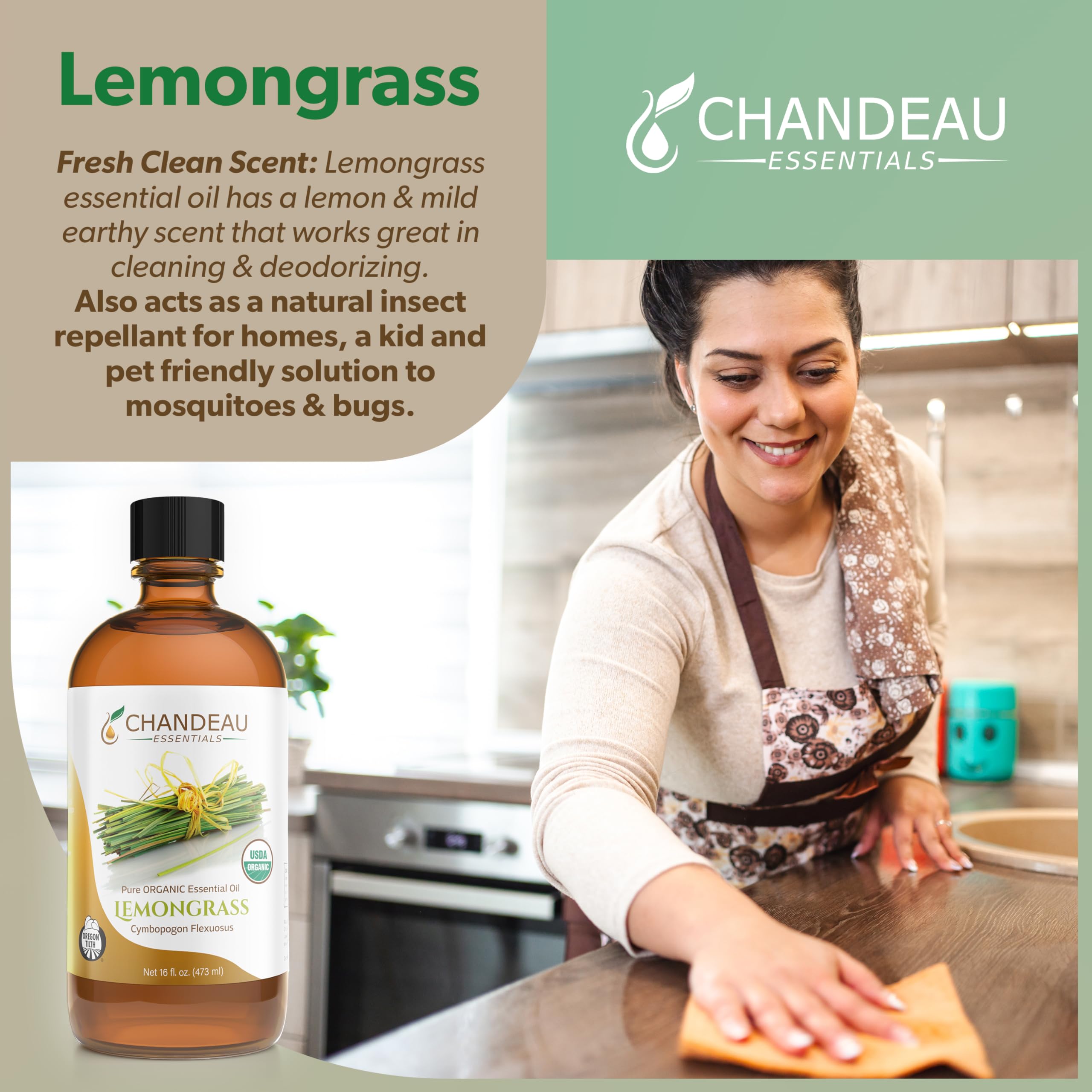 Chandeau Essentials lemongrass oil in use for diffusers and blends.