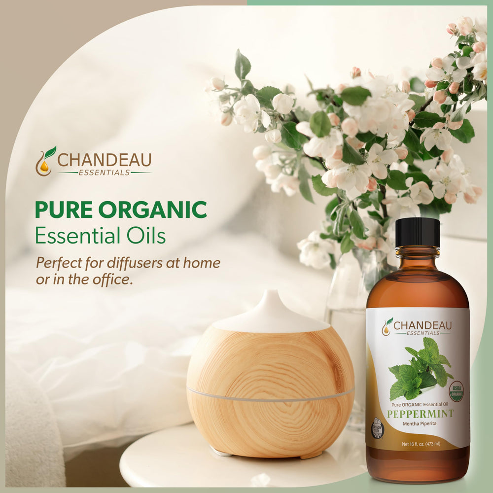 Chandeau Essentials peppermint diffuser scene with crisp mint scent