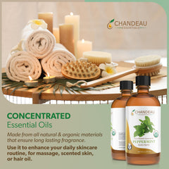 Chandeau Essentials peppermint oil being poured for safe dilution