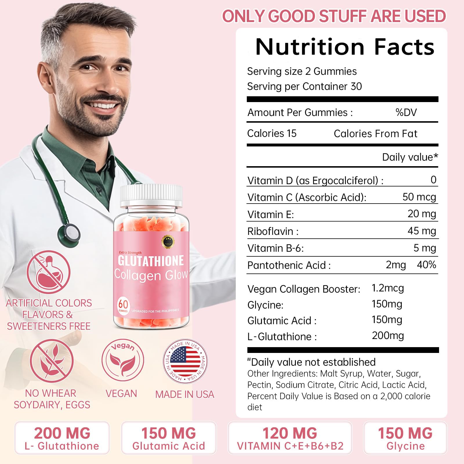 CHANGARLOAD Glutathione Collagen Glow Gummies packaging front close-up for skin vitality.