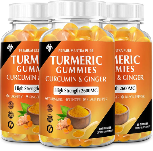 CHANUBITO turmeric curcumin gummies packaging shows a 3-pack for immune and joint support.