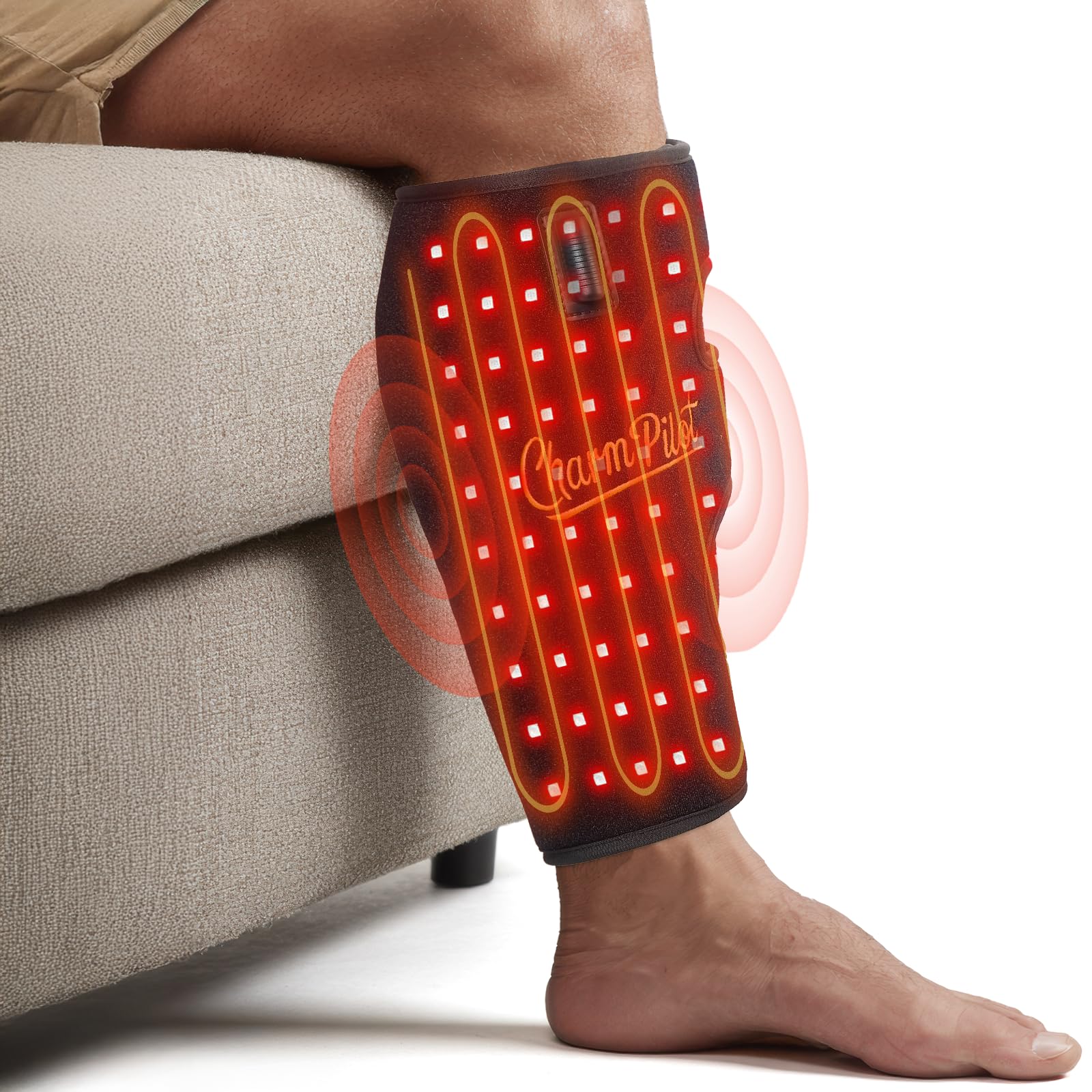 charmpilot calf therapy pad front view targets leg relief with red and near-infrared light
