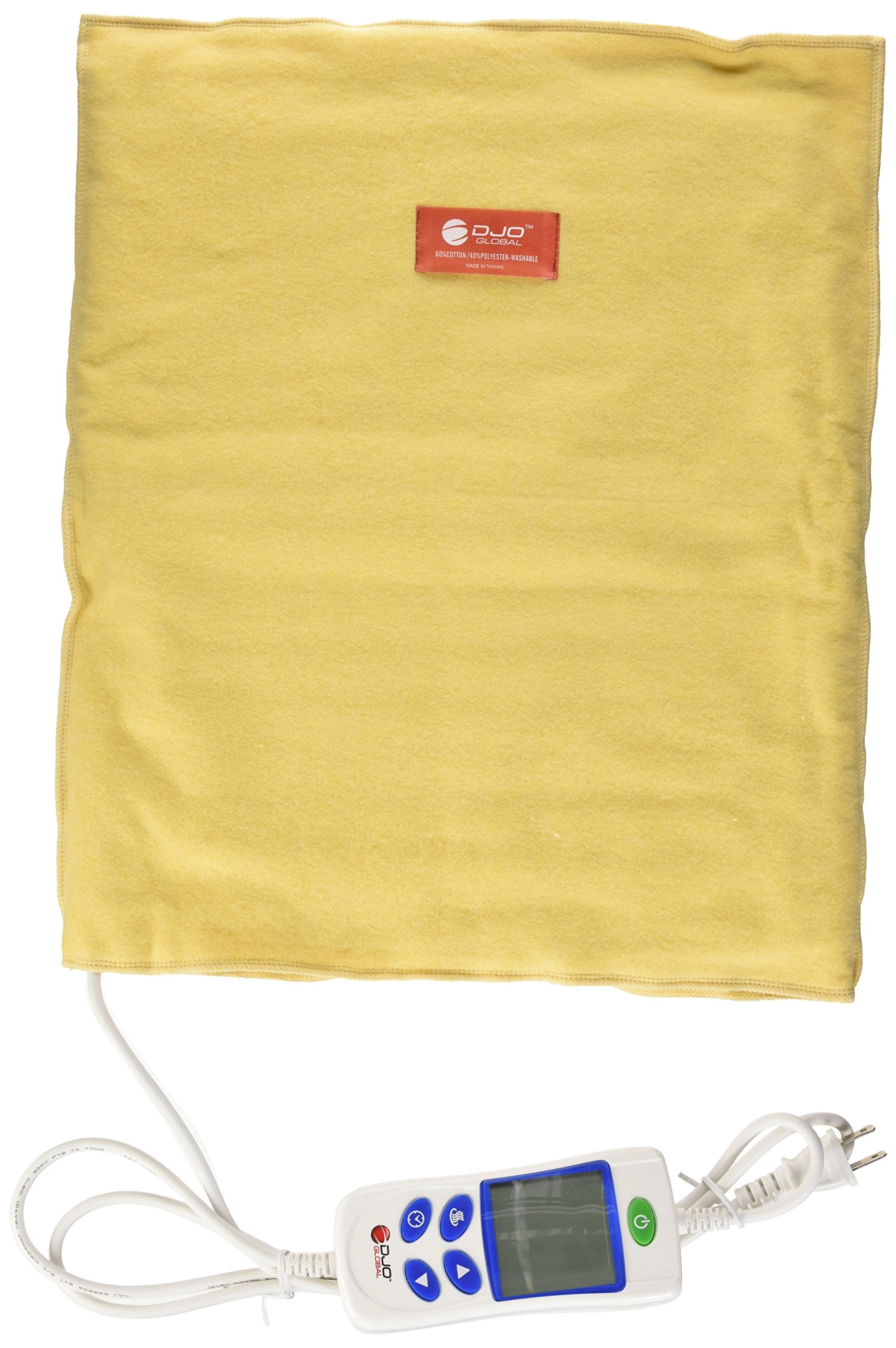 Chattanooga Theratherm on shoulder provides soothing moist heat for muscle strain.