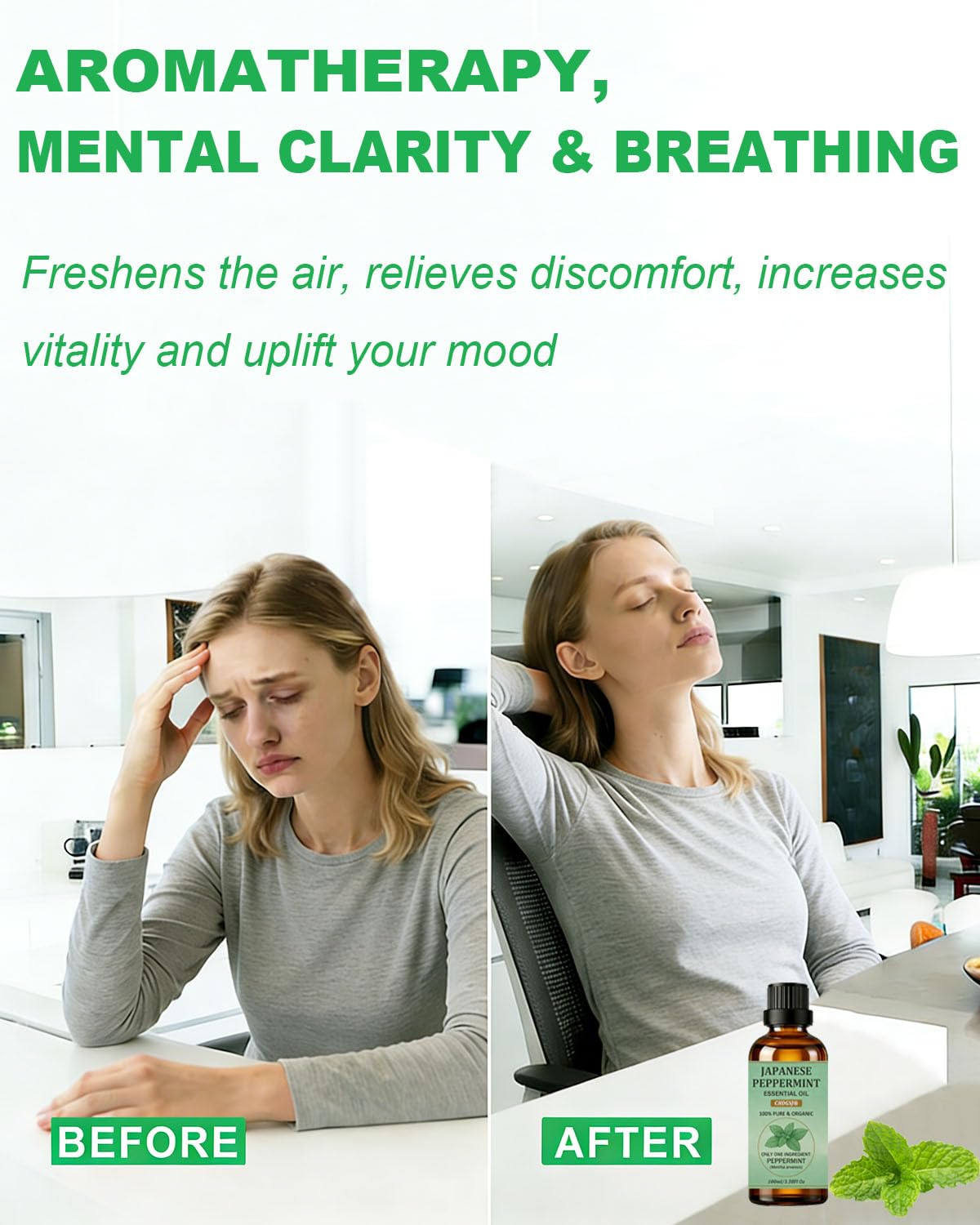 Massage blend with CHDGSJ peppermint oil to ease tension.
