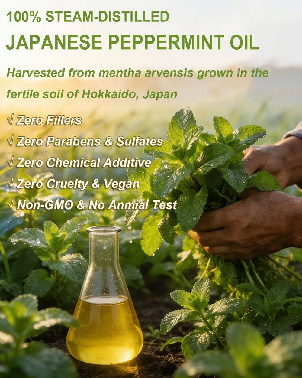 CHDGSJ Peppermint Oil label and QR COA for purity verification.
