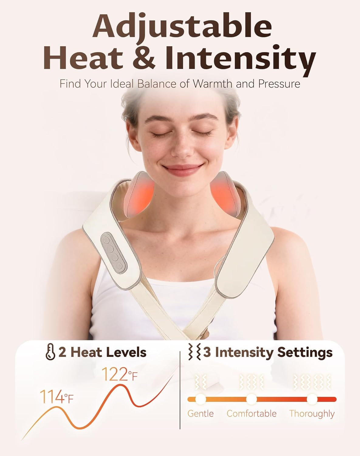 CheckSimple cordless neck massager design for hands-free relief anywhere