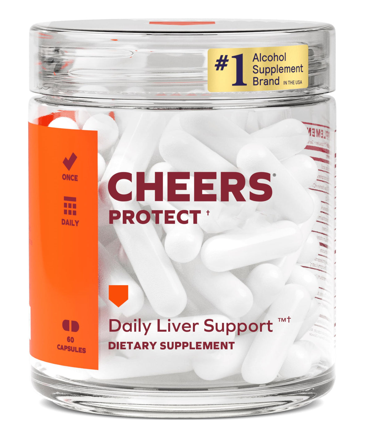 Cheers Protect bottle front view promoting daily liver support with antioxidant ingredients