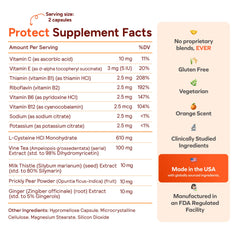 Cheers Protect ingredients close-up highlighting milk thistle and DHM for liver health support