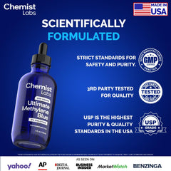 Chemist Labs Methylene Blue dropper measurement demonstrates precise dosing.