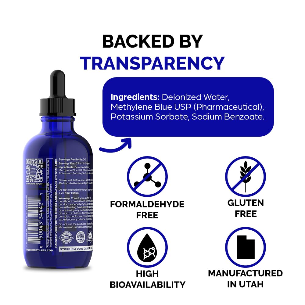 Chemist Labs methylene blue identity-purity badge communicates certified composition.